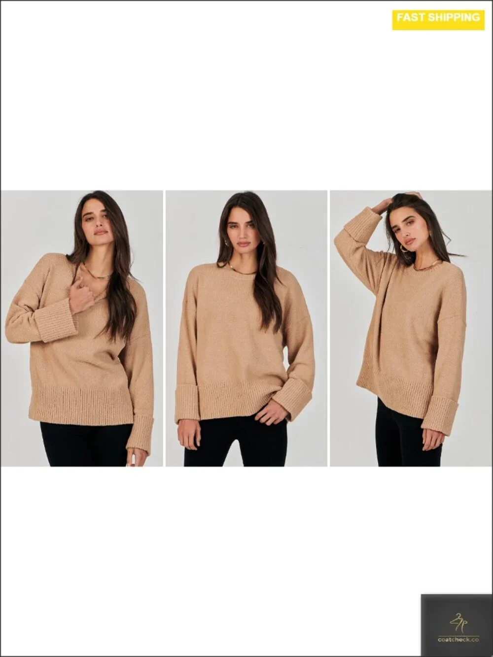 Oversized Fuzzy Knit Chunky Pullover Sweater Long Sleeve Crew Neck